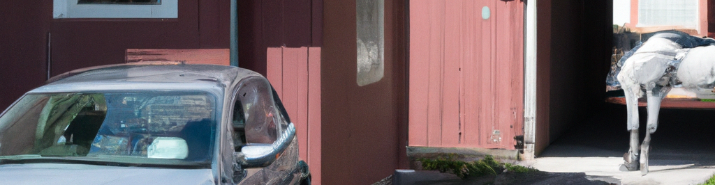 DALL·E 2023-06-29 17.33.03 - A series of photographs of a typical Swedish residential suburb. Some horse people wash a car. Some cars appear to be humanoid and alive.